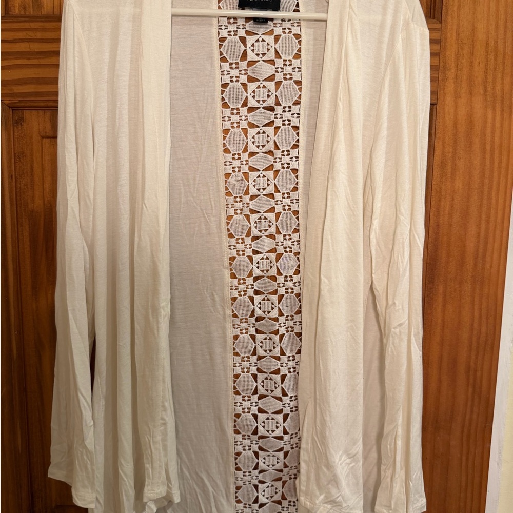 AB Studio Ivory Cardigan with Intricate Lace